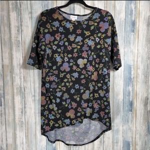Disney LuLaRoe Mickey Mouse Black Multicolor Floral Irma Tee XS Soft